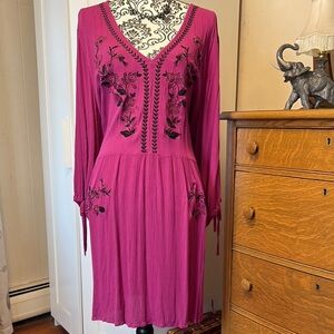 Bohemian Pink Embroidered Dress Size 20